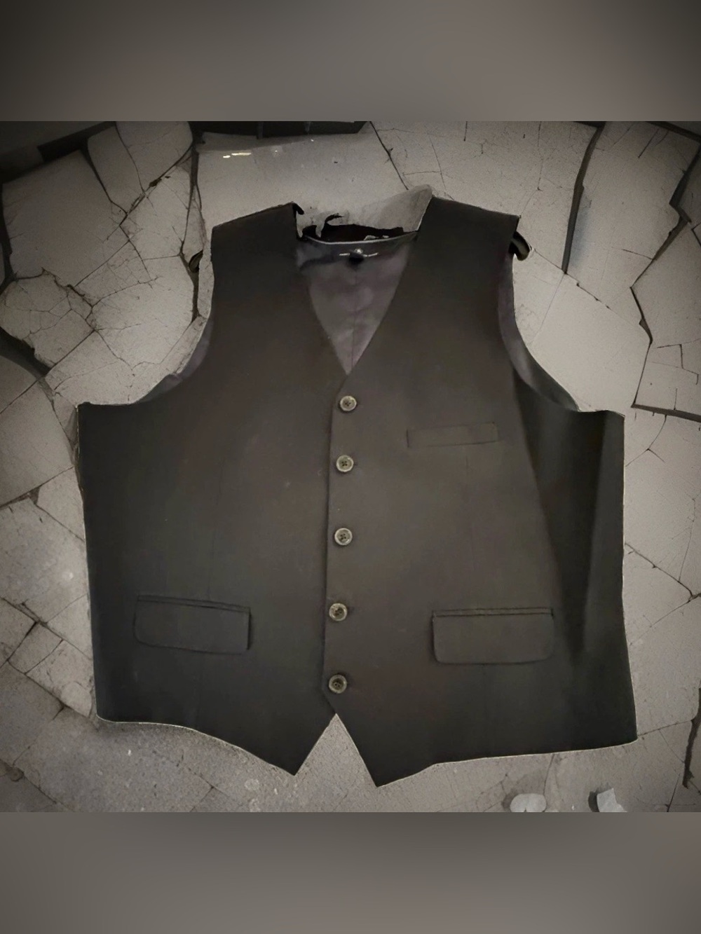 Hart Schaffner Marx Men’s XL Black-Navy 5-Button Suit Vest Wool Blend